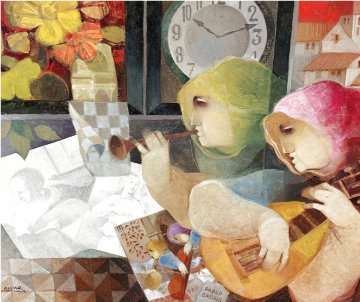 Tiempos De Musica Para Pablo Casals 2009 30x34 Original Painting - Sunol Alvar Tiempos De Musica Para Pablo Casals 2009 30x34 Original Painting - Sunol Alvar