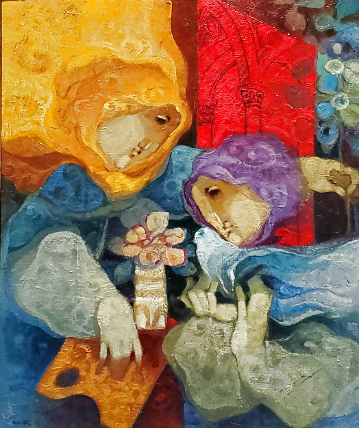 La Inspiracion Constante Oil 1996 35x41 Original Painting - Sunol Alvar