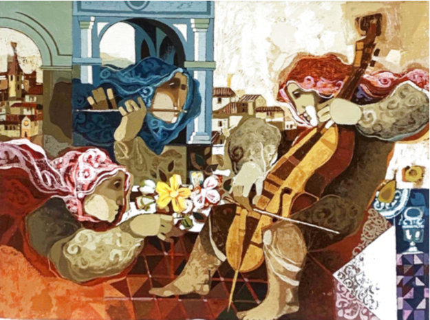 Fleurs Pour Un Sonata 1989 Huge - 45x53 Limited Edition Print - Sunol Alvar