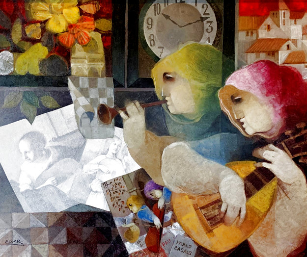 Tiempos De Musica Para Pablo Casals 2009 30x34 Original Painting - Sunol Alvar