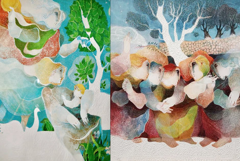 Tree of Life/Tree of Peace Set of 2 Framed Lithographs  1988 Limited Edition Print - Sunol Alvar
