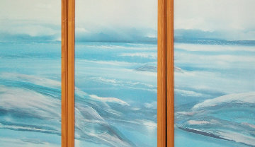 Ocean Seascape, 3 Watercolors (Triptych) 1987 43x51 Huge Watercolor - Elba Alvarez