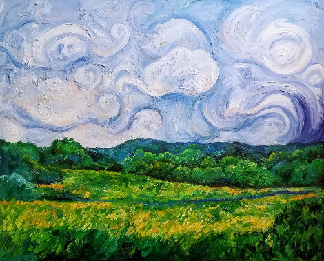 Skies of Blue, Fields of Green 2000 55x67 - France Original Painting - Amanda Dunbar