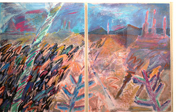 A Walk Through Monument Valley  1987 52x76  Huge Mural Original Painting - Amanda Watt