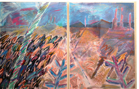 A Walk Through Monument Valley  1987 52x76  Huge Mural - Colorado Original Painting - Amanda Watt