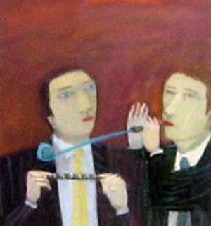 Businessmen, Party Favors Suite of 2 1991 16x26 ea Original Painting - Ann Chamberlin Businessmen, Party Favors Suite of 2 1991 16x26 ea Original Painting - Ann Chamberlin