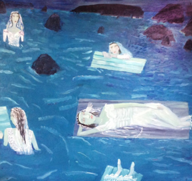 Floating Brides 1993 16x17 Original Painting by Ann Chamberlin