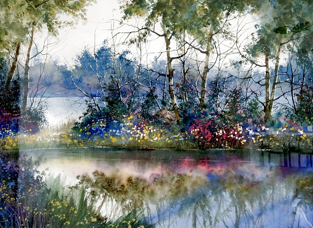 Untitled Landscape Watercolor 1990 34x41 - Huge Watercolor by Diane Anderson