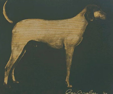 Medium Dog (Olive Green And Byzantine Gold) 1998 Limited Edition Print - Joe Andoe Medium Dog (Olive Green And Byzantine Gold) 1998 Limited Edition Print - Joe Andoe