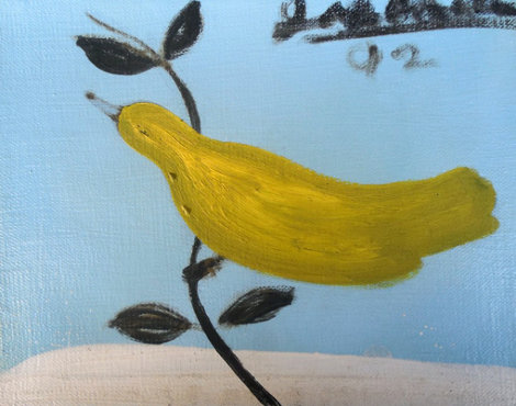 Bird on a Limb 1992 8x10 Original Painting - Joe Andoe