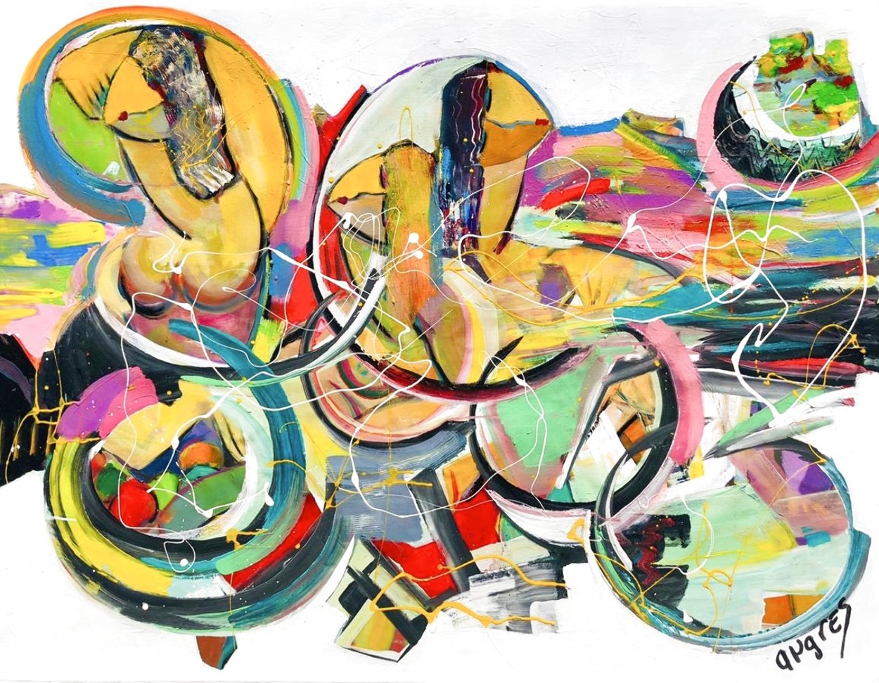 My Beautiful Girl Surfing 2020 48x58 Huge! Original Painting by Giora Angres My Beautiful Girl Surfing 2020 48x58 Huge! Original Painting by Giora Angres