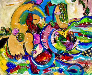 Modigliani Rides the Waves 2020 46x48 Super Huge Original Painting - Giora Angres Modigliani Rides the Waves 2020 46x48 Super Huge Original Painting - Giora Angres