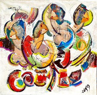 Inquisitive 2020 48x48 Huge Original Painting - Giora Angres Inquisitive 2020 48x48 Huge Original Painting - Giora Angres