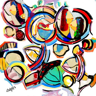 Masks 2020 48x48 Huge Original Painting - Giora Angres Masks 2020 48x48 Huge Original Painting - Giora Angres