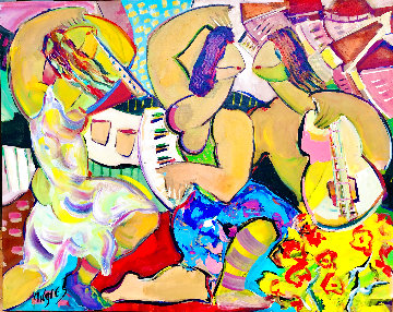 A Band of Fun 2018 48x58 Huge Original Painting - Giora Angres