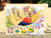 Hugging at the Beach 2018 36x48 Huge Original Painting by Giora Angres - 1