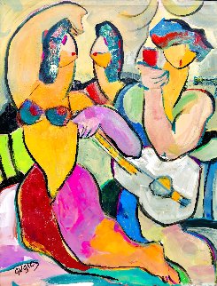 Beach Ladies 2018 48x36 Super Huge Original Painting - Giora Angres Beach Ladies 2018 48x36 Super Huge Original Painting - Giora Angres