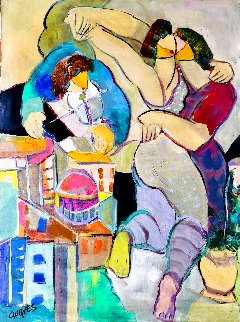 Coupled 2018 48x36 Super Huge Original Painting - Giora Angres Coupled 2018 48x36 Super Huge Original Painting - Giora Angres