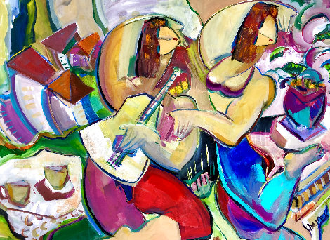 Music Hath Charm 48x58 Huge Original Painting - Giora Angres