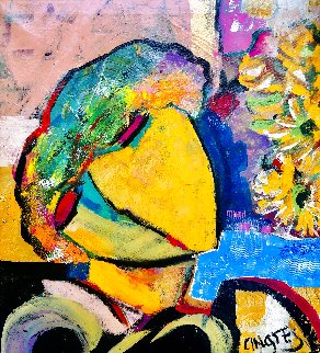 Pensive 2018 22x20 Original Painting - Giora Angres Pensive 2018 22x20 Original Painting - Giora Angres