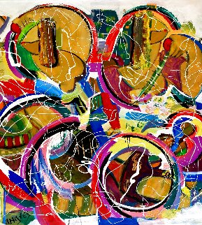 Red and Green Apples 2019 48x48 Super Huge Original Painting - Giora Angres Red and Green Apples 2019 48x48 Super Huge Original Painting - Giora Angres