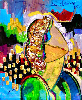 Blue Eyes 34x28 Huge Original Painting - Giora Angres Blue Eyes 34x28 Huge Original Painting - Giora Angres