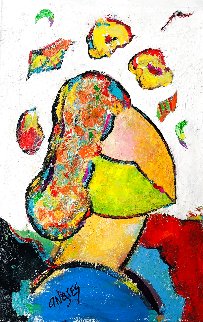 Untitled Portrait of a Woman 2020 36x22 Original Painting - Giora Angres Untitled Portrait of a Woman 2020 36x22 Original Painting - Giora Angres