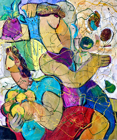 Happy Woman 2015 36x32 Huge Original Painting - Giora Angres