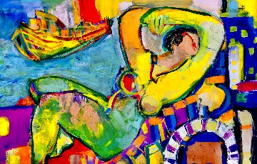 Relaxed 2014 36x48 Huge Original Painting - Giora Angres Relaxed 2014 36x48 Huge Original Painting - Giora Angres
