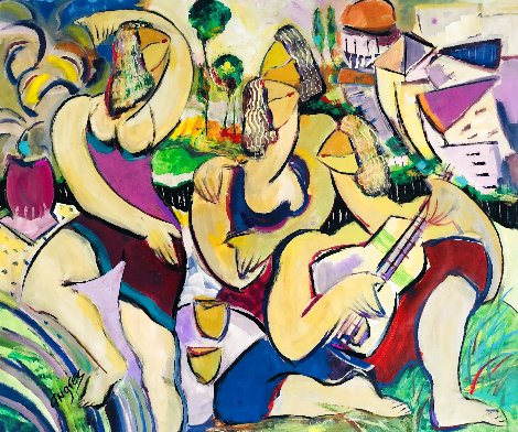 Beach Party 2020 46x52  Huge Original Painting - Giora Angres