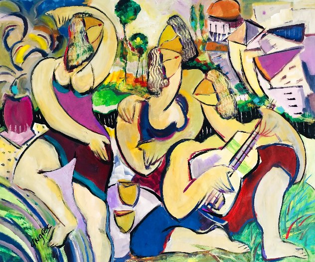 Beach Party 2020 46x52  Huge Original Painting by Giora Angres