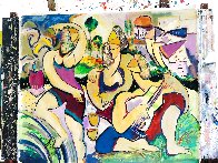 Beach Party 2020 48x48  Huge Original Painting by Giora Angres - 1