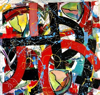 Wound Together 2021 48x48 Super Huge Original Painting - Giora Angres Wound Together 2021 48x48 Super Huge Original Painting - Giora Angres