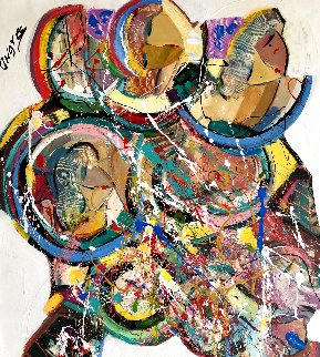 Blue Hair 2019 36x32 Huge Original Painting - Giora Angres Blue Hair 2019 36x32 Huge Original Painting - Giora Angres