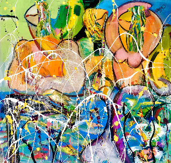 Sunny Days 2018 48x48 Super Huge Original Painting - Giora Angres Sunny Days 2018 48x48 Super Huge Original Painting - Giora Angres