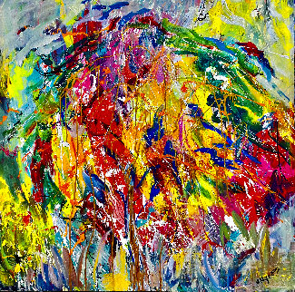 Tropical Breeze 2019 48x48 Super Huge Original Painting - Giora Angres Tropical Breeze 2019 48x48 Super Huge Original Painting - Giora Angres