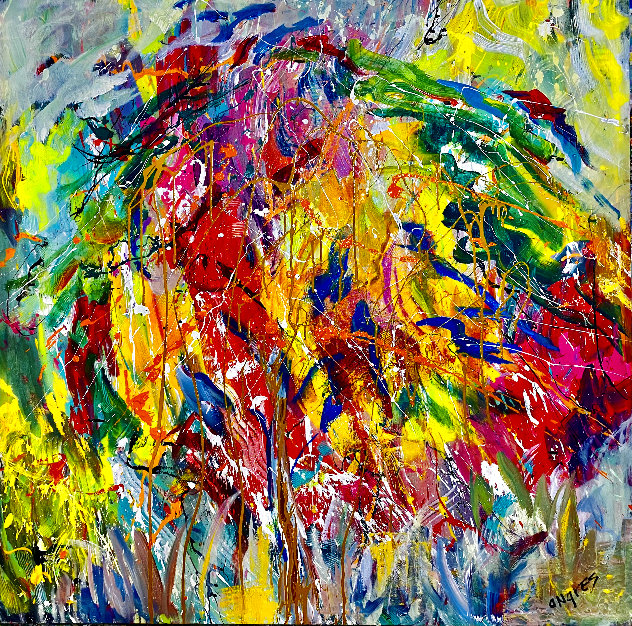 Tropical Breeze 2019 48x48 - Huge Original Painting by Giora Angres