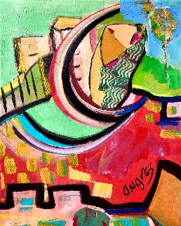 Yellow Brick Road 2015 28x22 Original Painting - Giora Angres