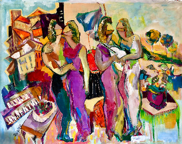 Reflections on Lake Como, Italy 2007 46x56 Huge Original Painting - Giora Angres Reflections on Lake Como, Italy 2007 46x56 Huge Original Painting - Giora Angres