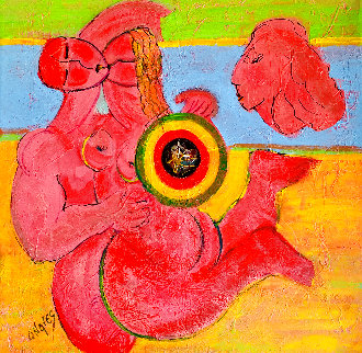 Princess 1998 48x48 Huge Original Painting - Giora Angres Princess 1998 48x48 Huge Original Painting - Giora Angres