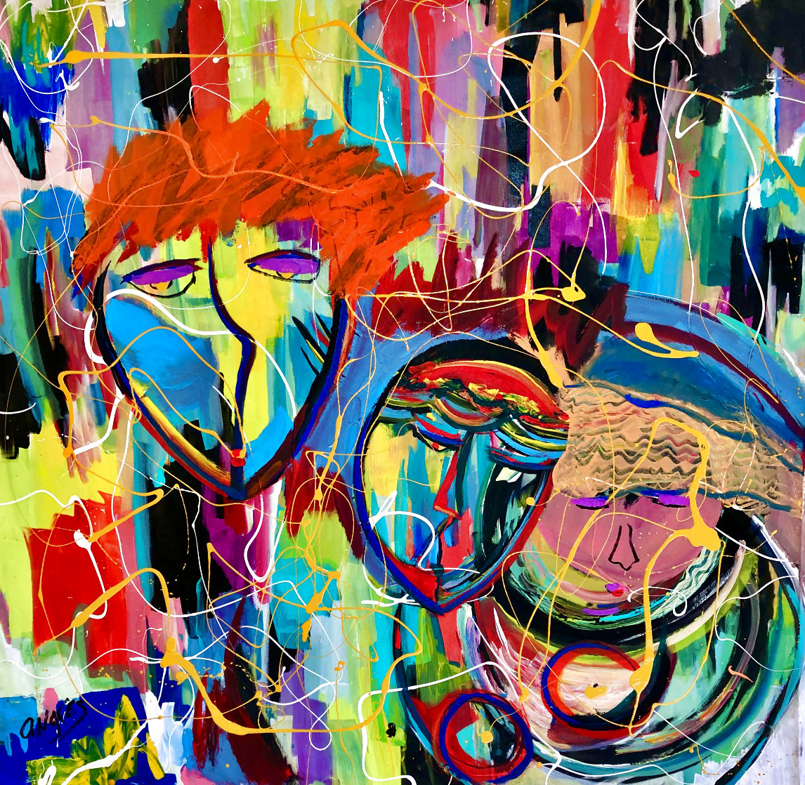 2nd Shot 2020 48x48 Huge Original Painting by Giora Angres 2nd Shot 2020 48x48 Huge Original Painting by Giora Angres