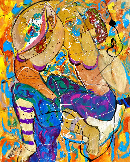 Rhythm in Blue 1998 48x36 Super Huge Original Painting - Giora Angres Rhythm in Blue 1998 48x36 Super Huge Original Painting - Giora Angres
