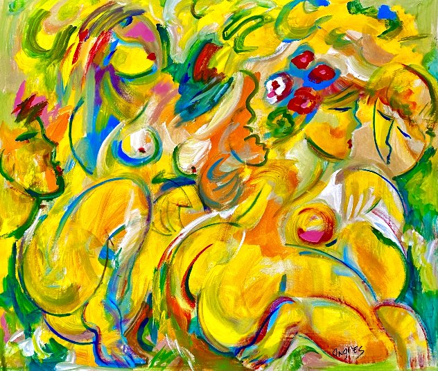 Frolicking Around 2018 46x48  Huge Original Painting by Giora Angres