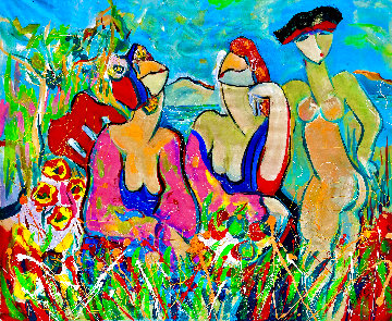 Menage a Trois 2016 46x52 Huge Original Painting - Giora Angres Menage a Trois 2016 46x52 Huge Original Painting - Giora Angres