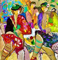 Paris Suite: Happy Hour 1994 42x40 Huge Original Painting by Giora Angres - 1