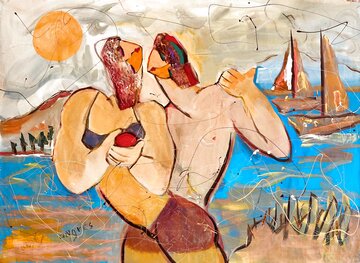 Red Sails 2017 36x48 Huge Original Painting - Giora Angres Red Sails 2017 36x48 Huge Original Painting - Giora Angres