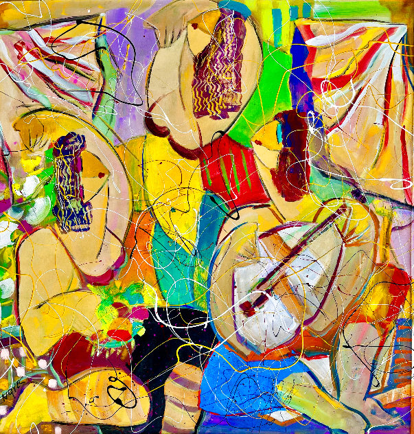 It's All Right 2015 48x48 Huge Original Painting by Giora Angres