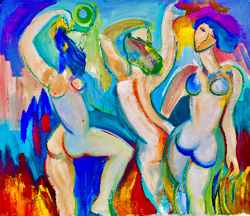 Tres Nu 2005 48x52 Huge Original Painting - Giora Angres Tres Nu 2005 48x52 Huge Original Painting - Giora Angres
