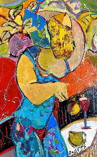 Coffee And Wine 2002 36x26 Original Painting - Giora Angres Coffee And Wine 2002 36x26 Original Painting - Giora Angres