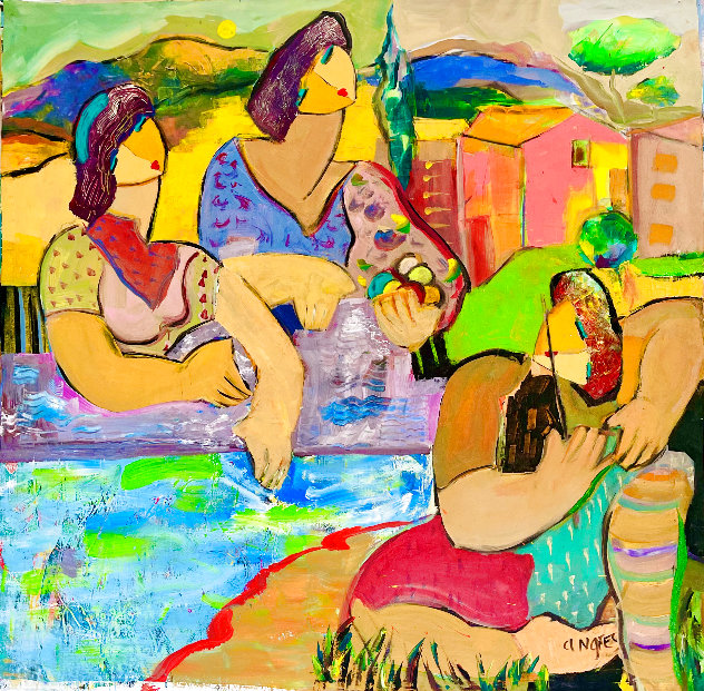 Girls Just Wanna Have Fun 2014 42x44 Huge Original Painting by Giora Angres